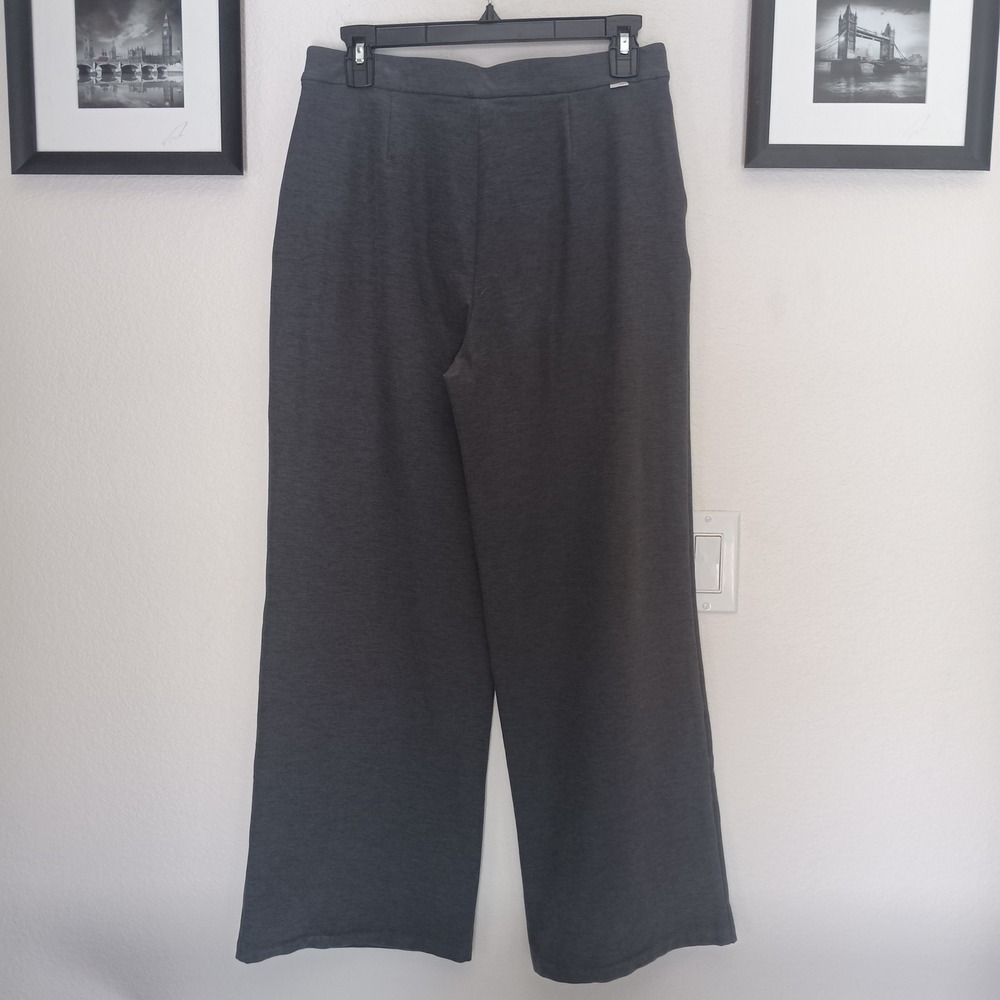Vuori Villa Wide Leg Trousers Women Medium Charcoal Grey Pleated High Rise Pants - Picture 8 of 8